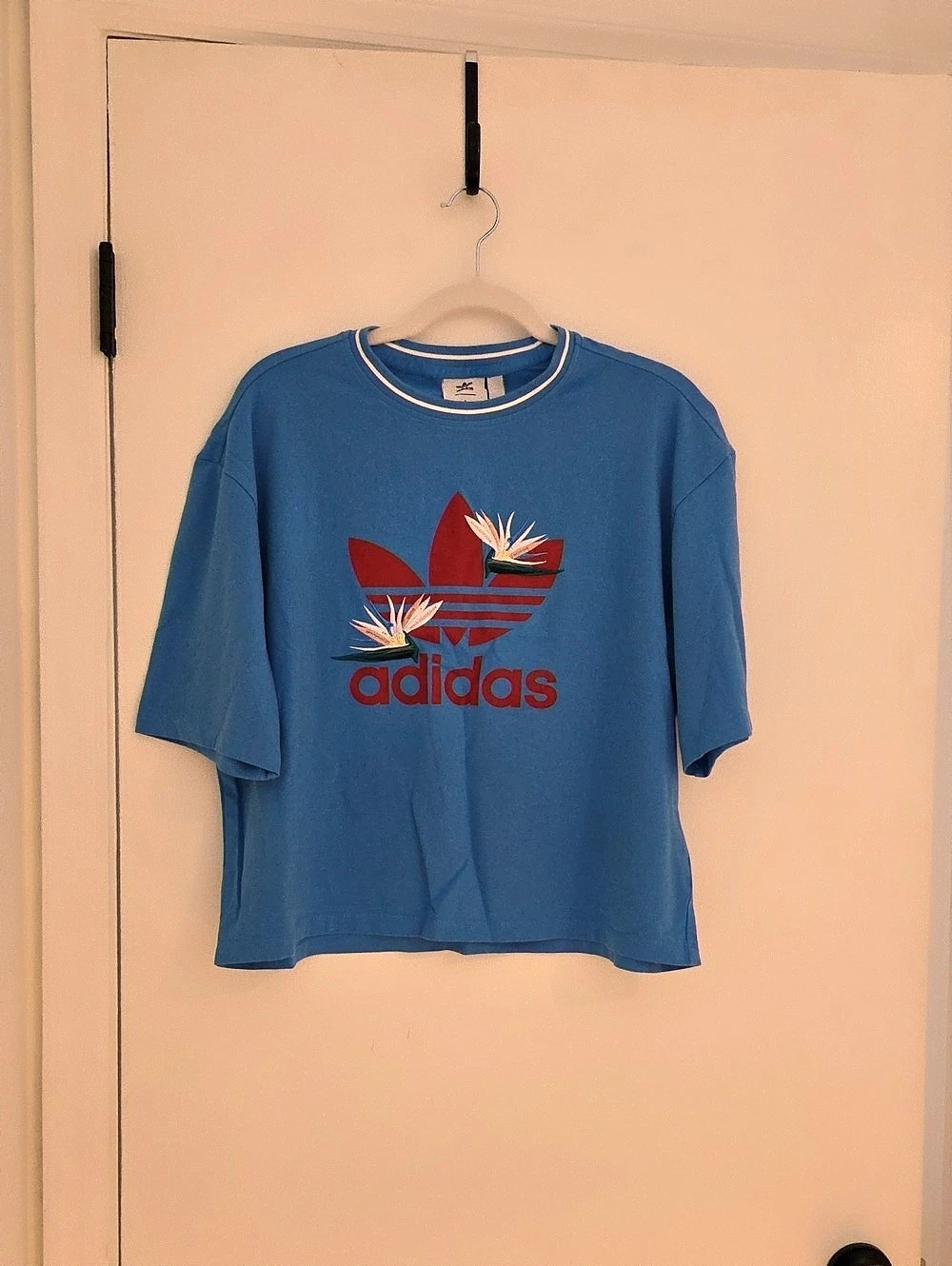 Adidas x Thebe Magugu Bird of Paradise Loose-Fit Embroidered T-Shirt Tee Blue